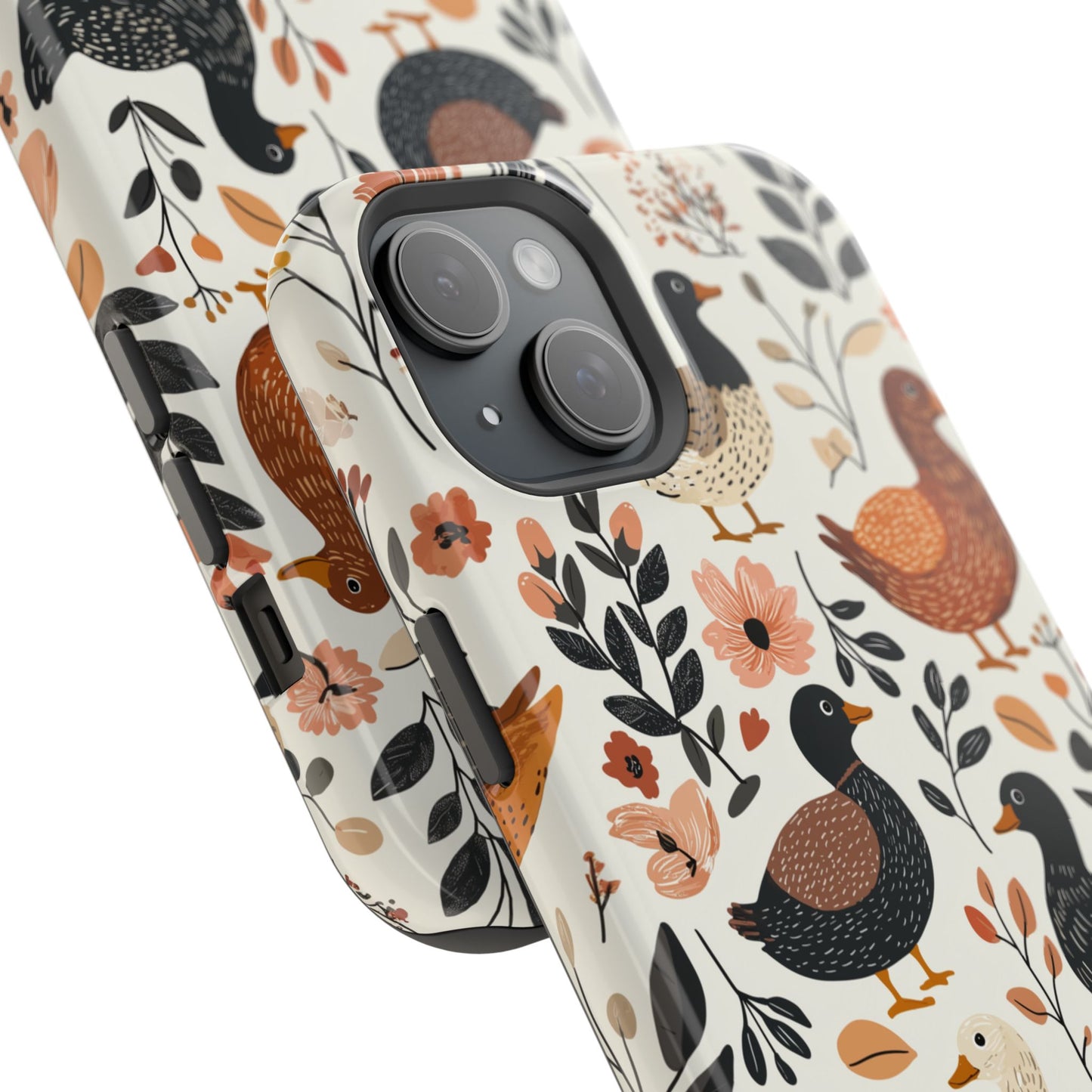 MagSafe iPhone Case: Vintage Duck – Floral & Leaf Design