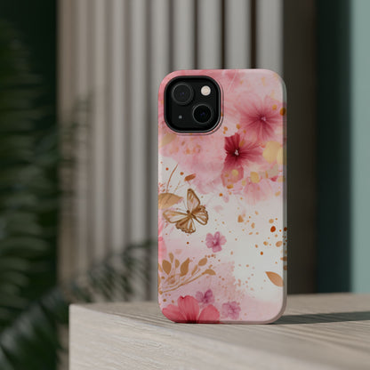 Blush Pink Floral Butterfly - MagSafe iPhone Case