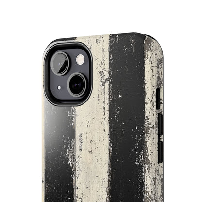 Vintage Vertical Stripe iPhone Case - Black & White Grunge Design - BOGO Cases