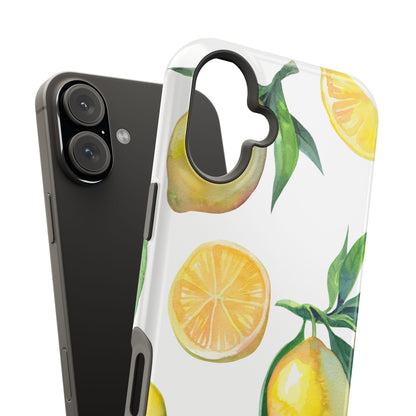 Lemon Grove Watercolor Tough MagSafe iPhone Case – Fresh Citrus Design, Dual-Layer Protection