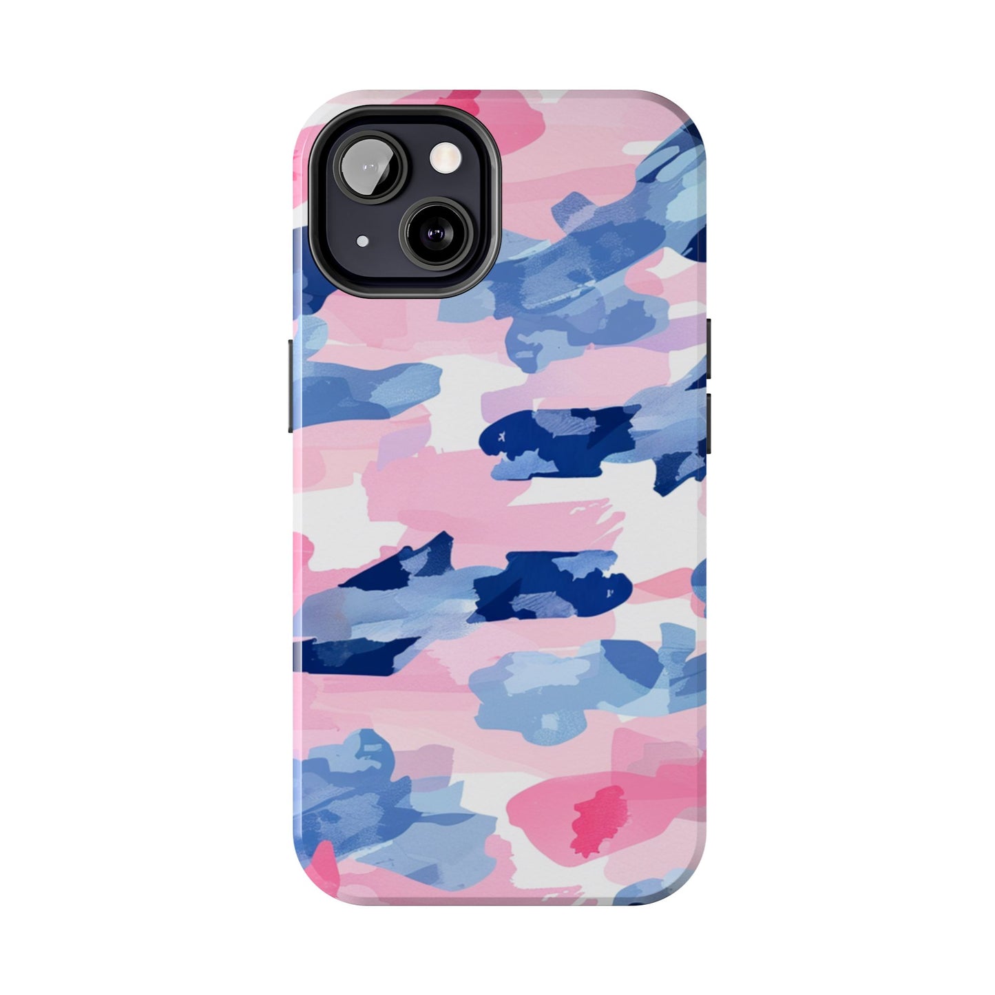 iPhone Case: Dynamic Pink & Navy Brushstroke Art