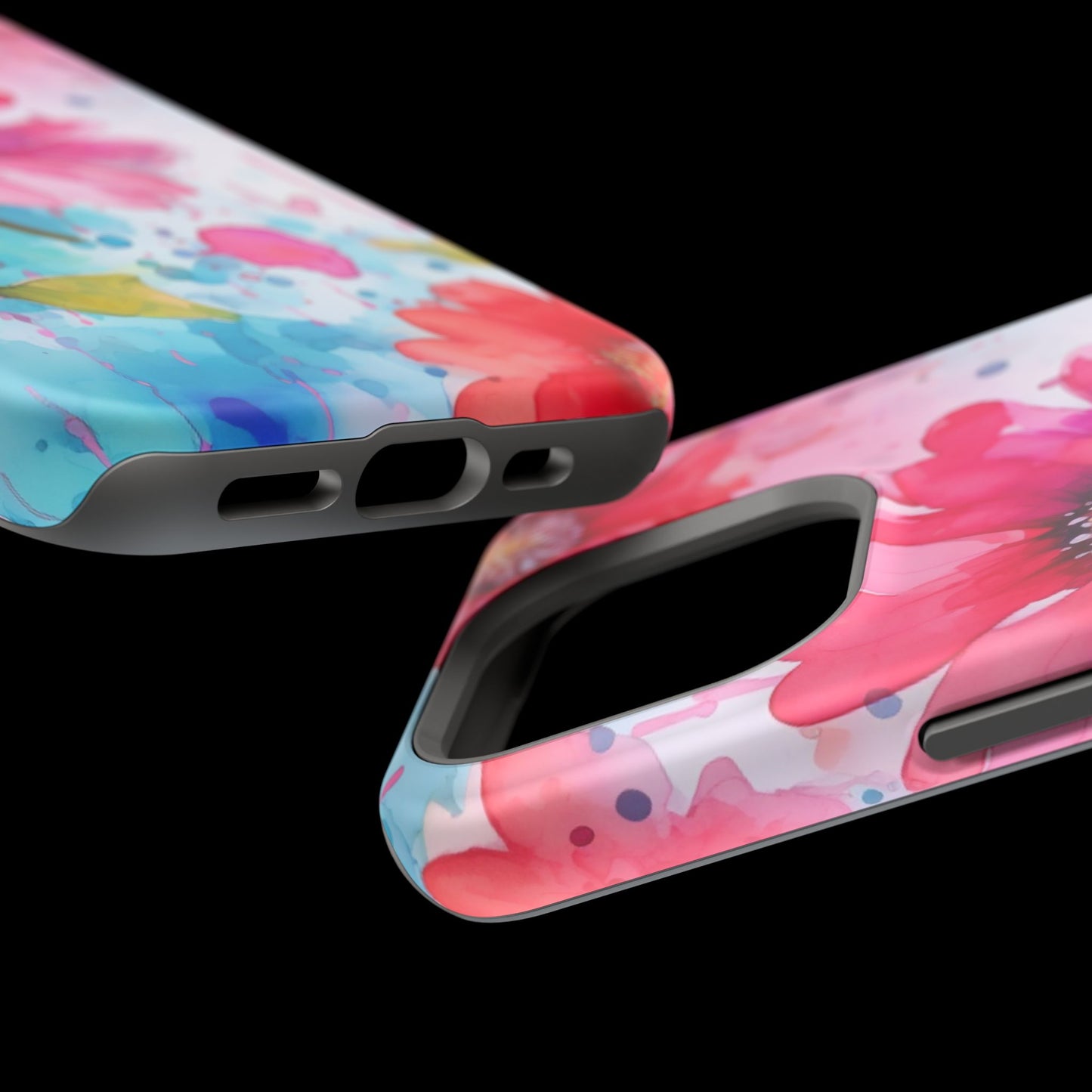 Vibrant Watercolor Red & Pink Floral - MagSafe iPhone Case