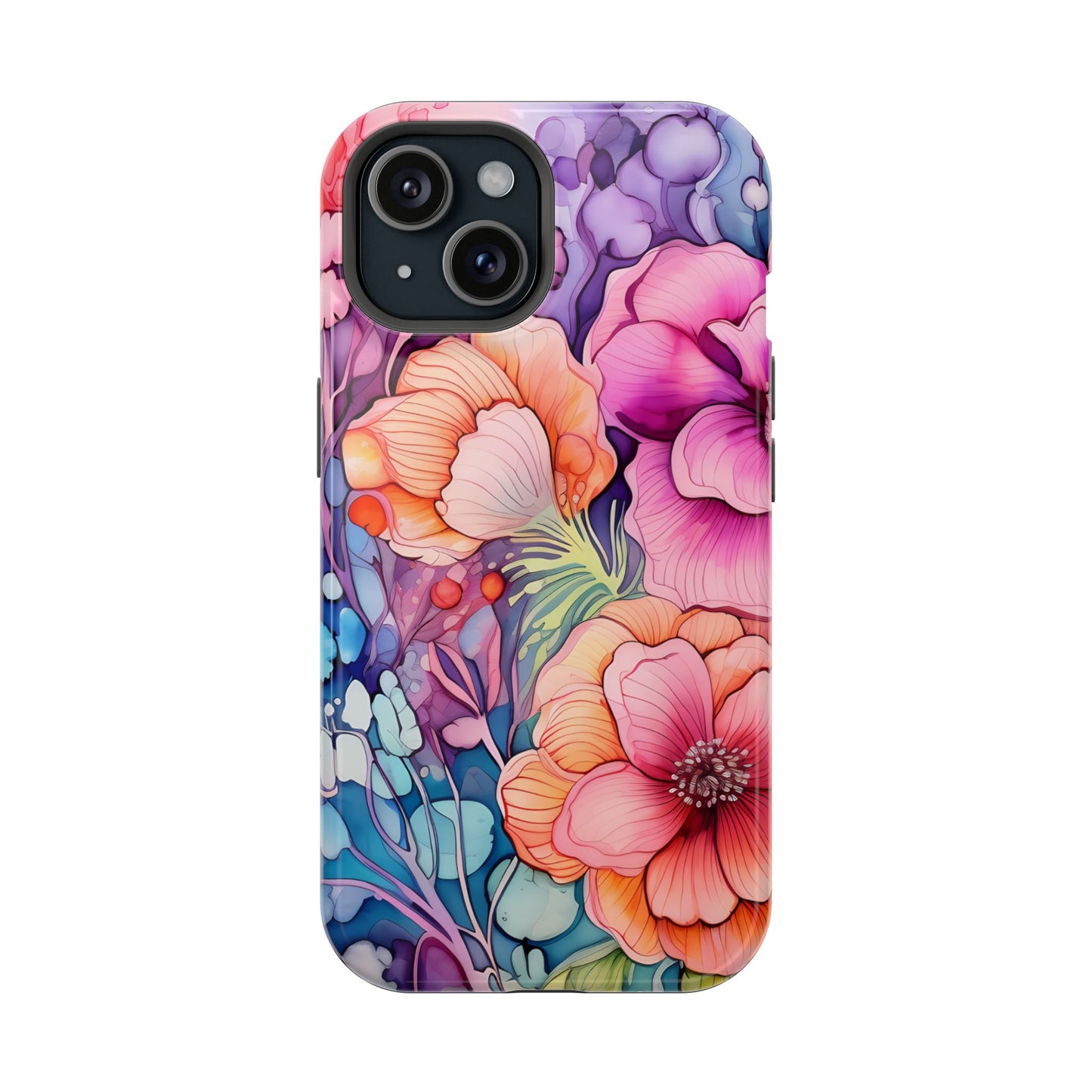 Bright Watercolor Floral Splash MagSafe iPhone Series Case – Bold Artistic Design