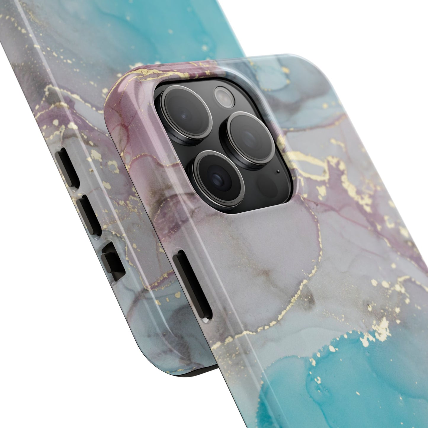 Sky Blue & Purple Marble Wave – iPhone Case with Fluid Swirl Pattern