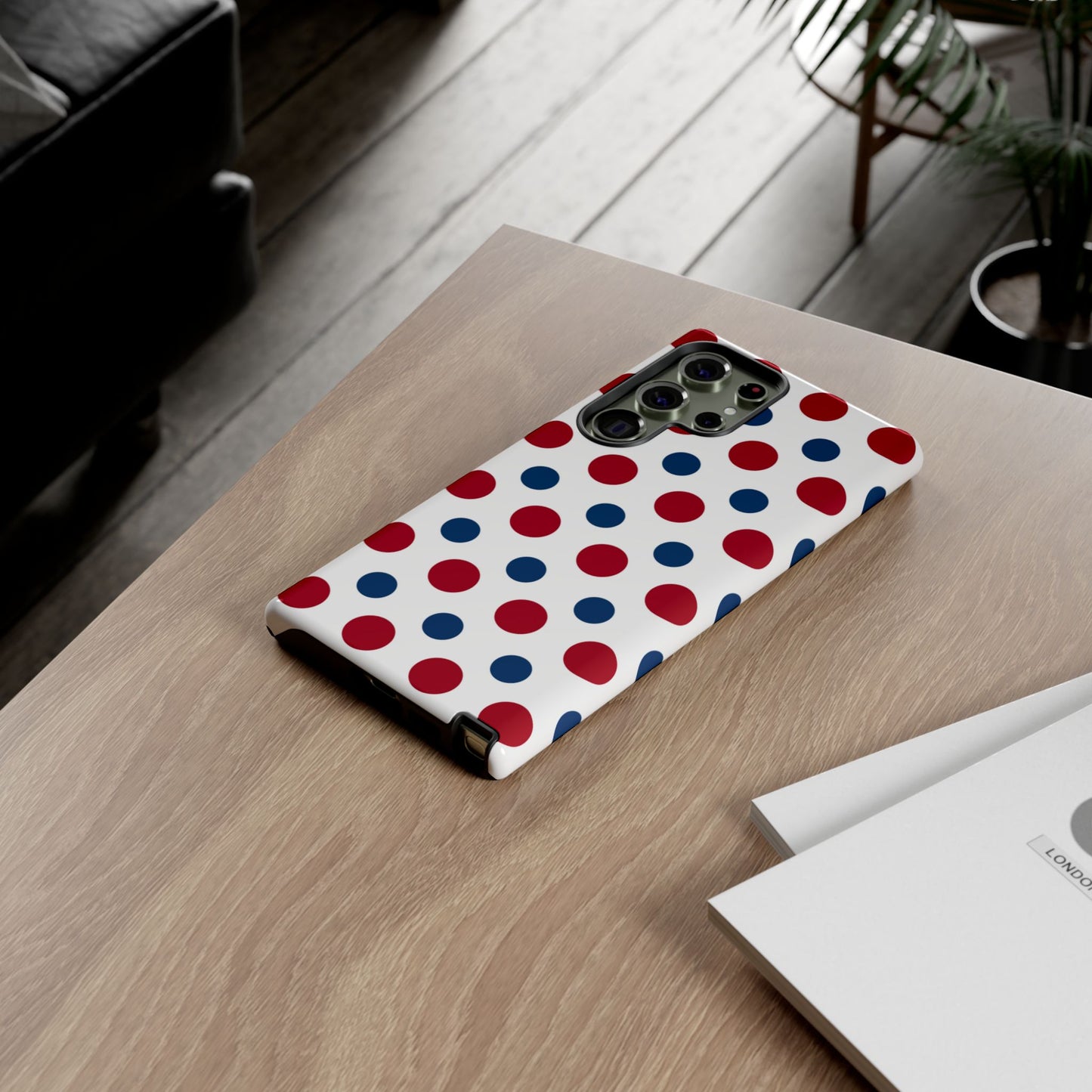 Patriotic Navy, White, and Red Polka Dot Samsung Galaxy Case