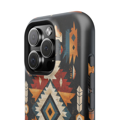 Southwestern Arrow & Diamond Tough MagSafe iPhone Case – Bold Tribal Design, Dual-Layer Protection