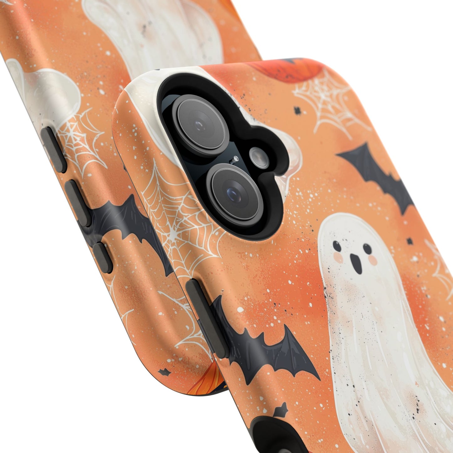 Spooky Cute Ghost MagSafe iPhone Case – Halloween Ghosts, Pumpkins, Bats & Cobwebs Design