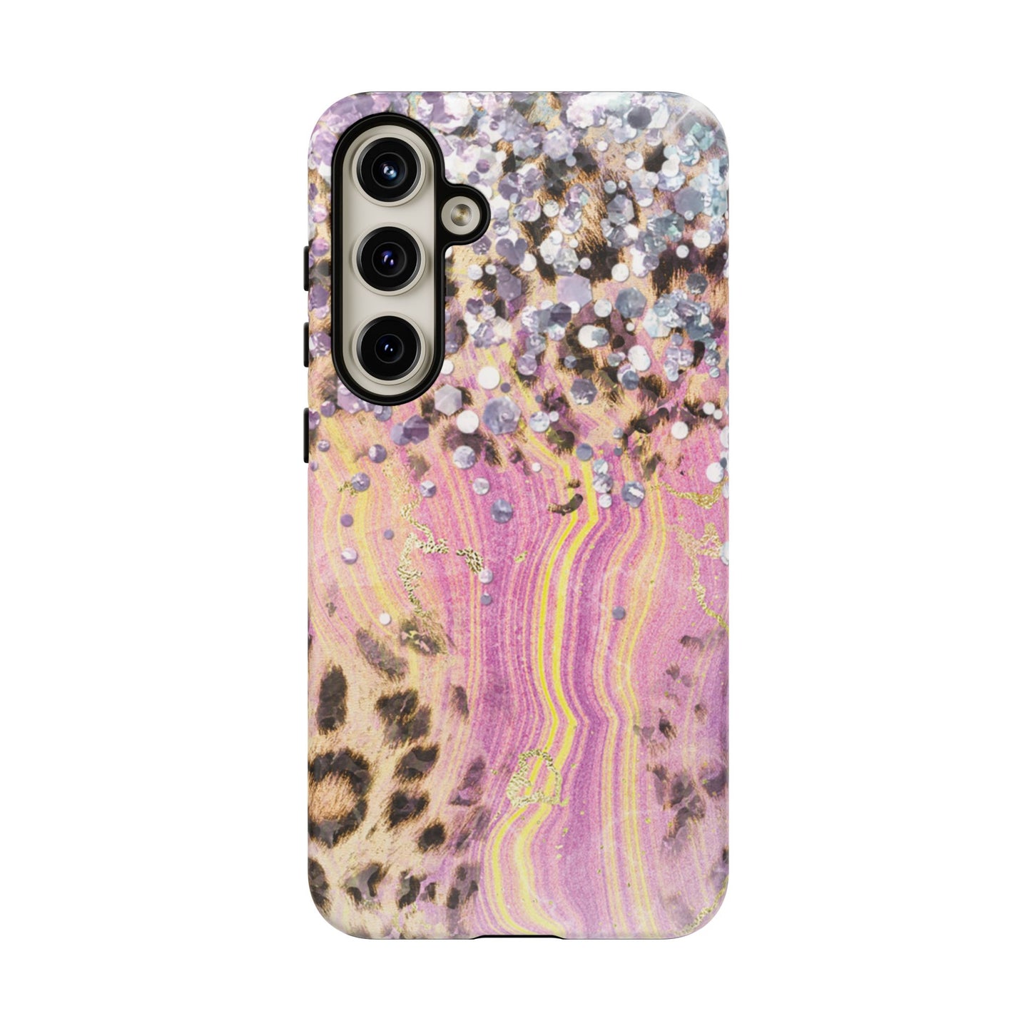 Crystal Glam Leopard - Samsung Galaxy Series Case with Glitter and Gem Accents