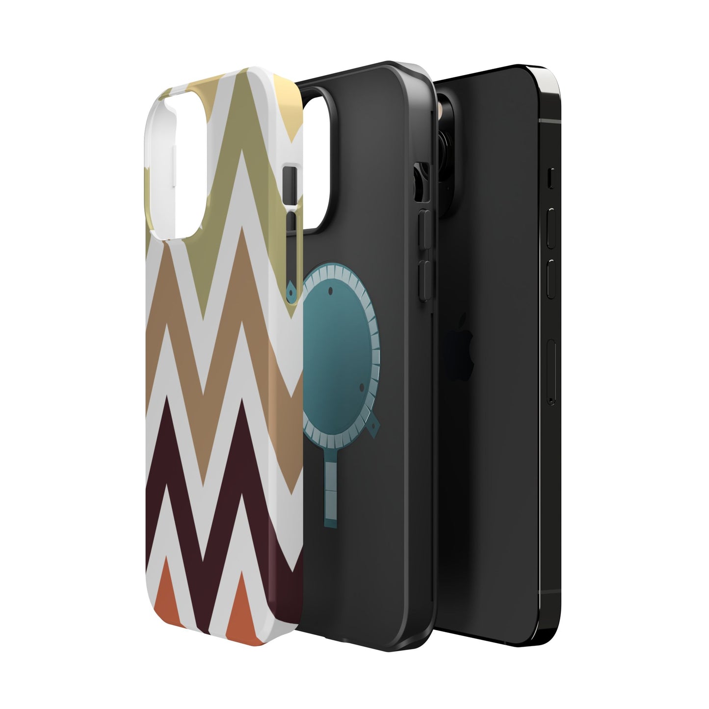 Earthy Chevron MagSafe iPhone Case – Boho-Inspired Design with Dual-Layer Protection