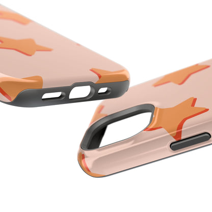 Retro Orange Stars MagSafe iPhone Case – Shock-Resistant, Smooth Matte Finish, Dual-Layer Design