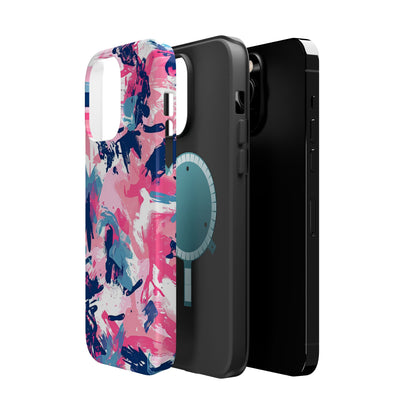 Vibrant Pink & Navy Abstract Splash – MagSafe iPhone Case