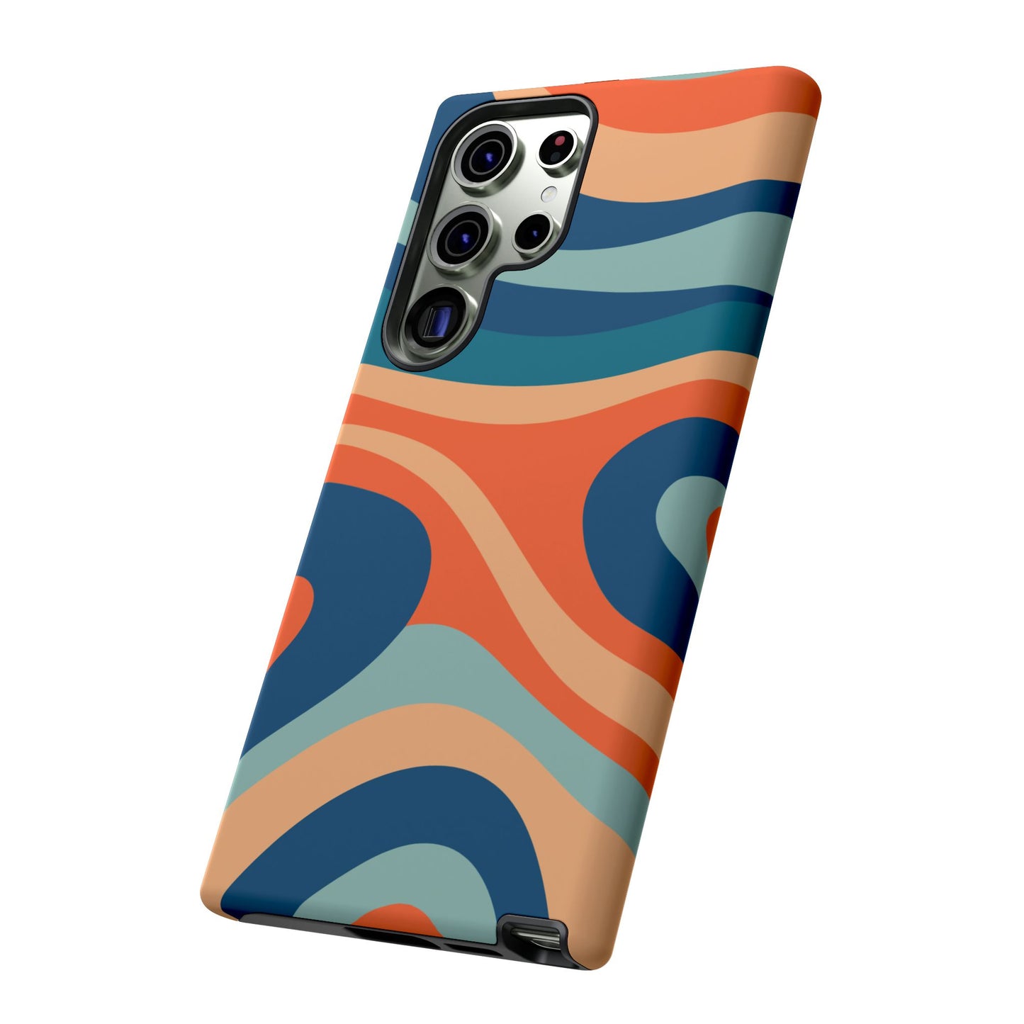 Retro Vibe Wavy Stripes Samsung Galaxy Case – 70s-Inspired in Teal, Orange, and Rust