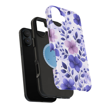 Purple Floral MagSafe iPhone Case – Durable Protection with Elegant Flower Design