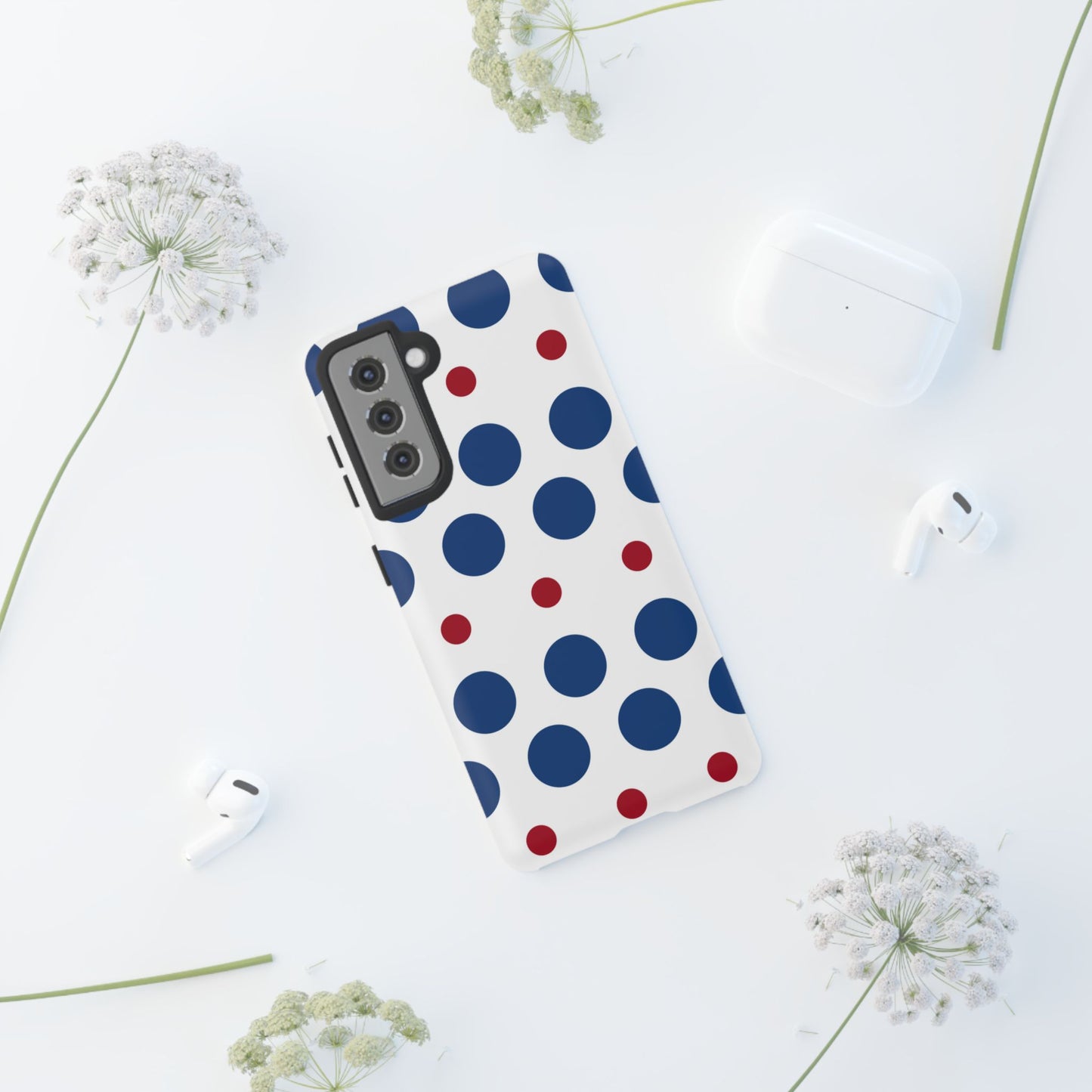 Bold Navy & Red Polka Dot Pattern – Samsung Galaxy Case