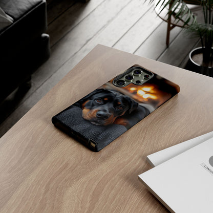 Warm Rottweiler by the Fireplace Samsung Galaxy Case – Rustic Charm for Dog Lovers