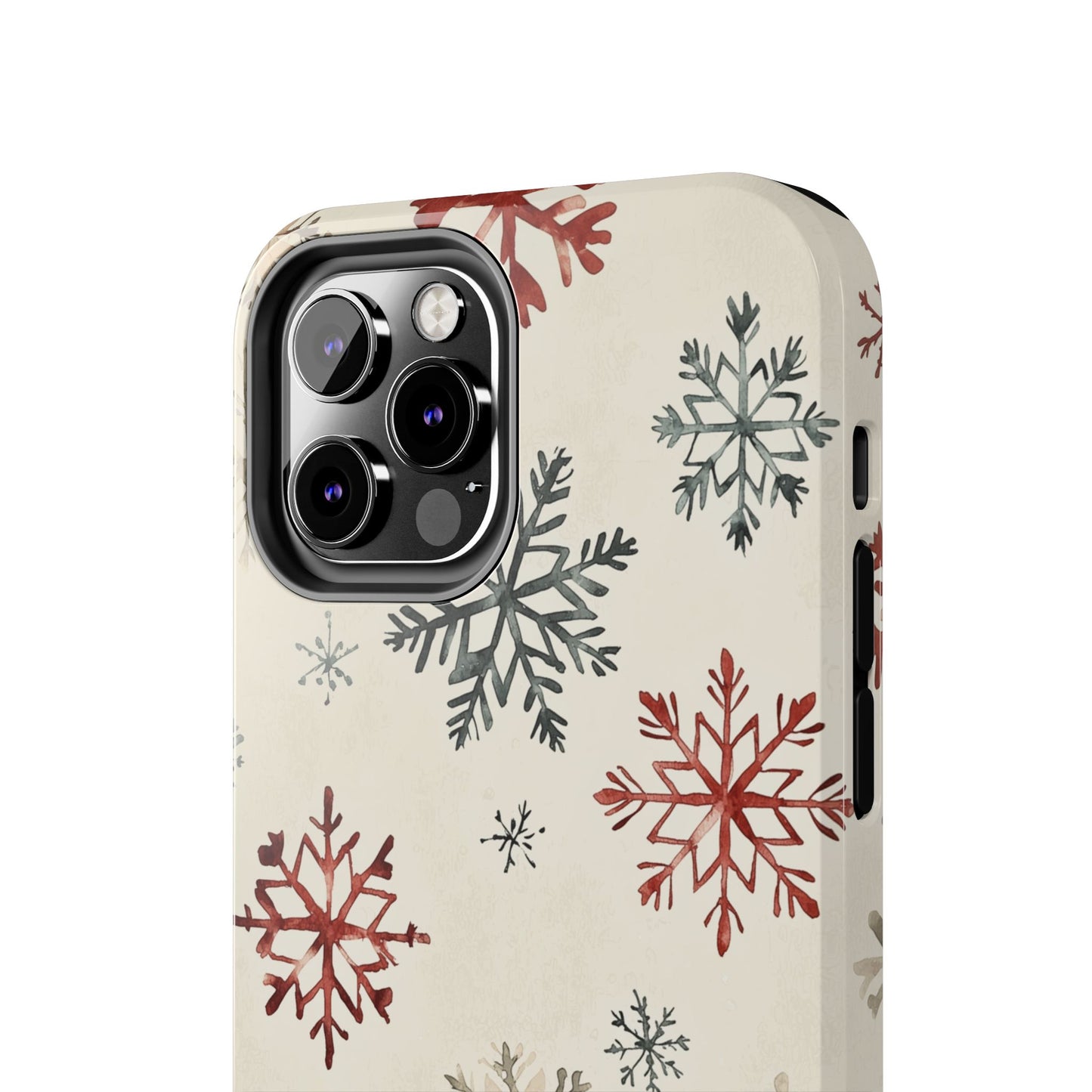 Vintage Red and Gray Snowflake Pattern – iPhone Series Case