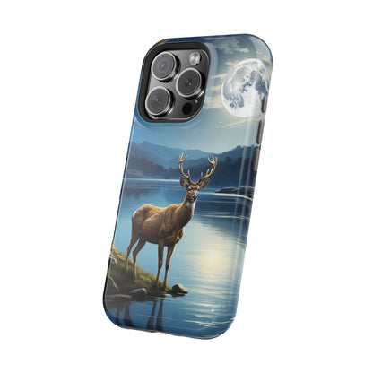 Moonlit Elegance: Stag by the Lake – MagSafe iPhone Case