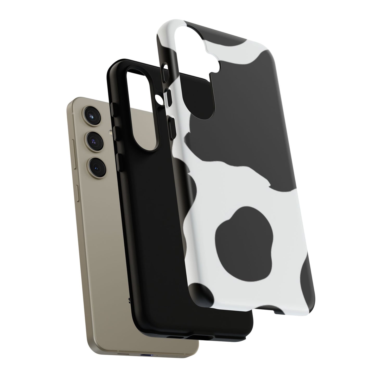 Bold Black and White Cow Print Tough Samsung Galaxy Case – Modern Animal Pattern with Dual-Layer Protection