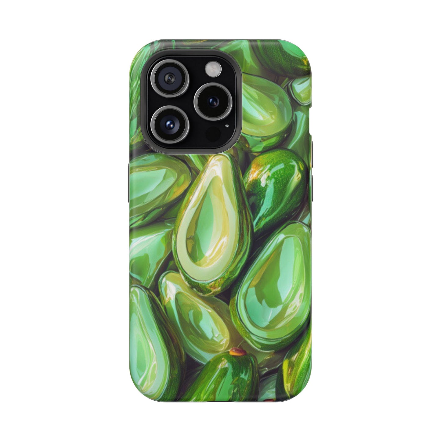 Glossy Avocado MagSafe iPhone Case – Sleek Green 3D Fruit Design, Durable and Stylish