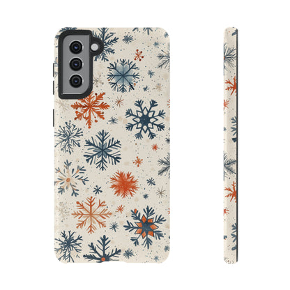 Rustic Orange and Blue Snowflake Pattern – Samsung Galaxy Series Case