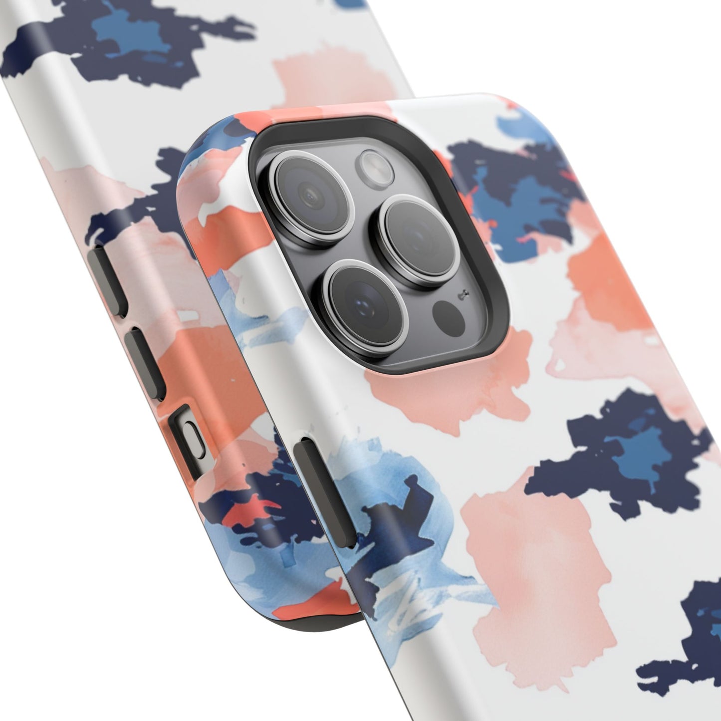 Abstract Coral & Navy Watercolor Design – MagSafe iPhone Case