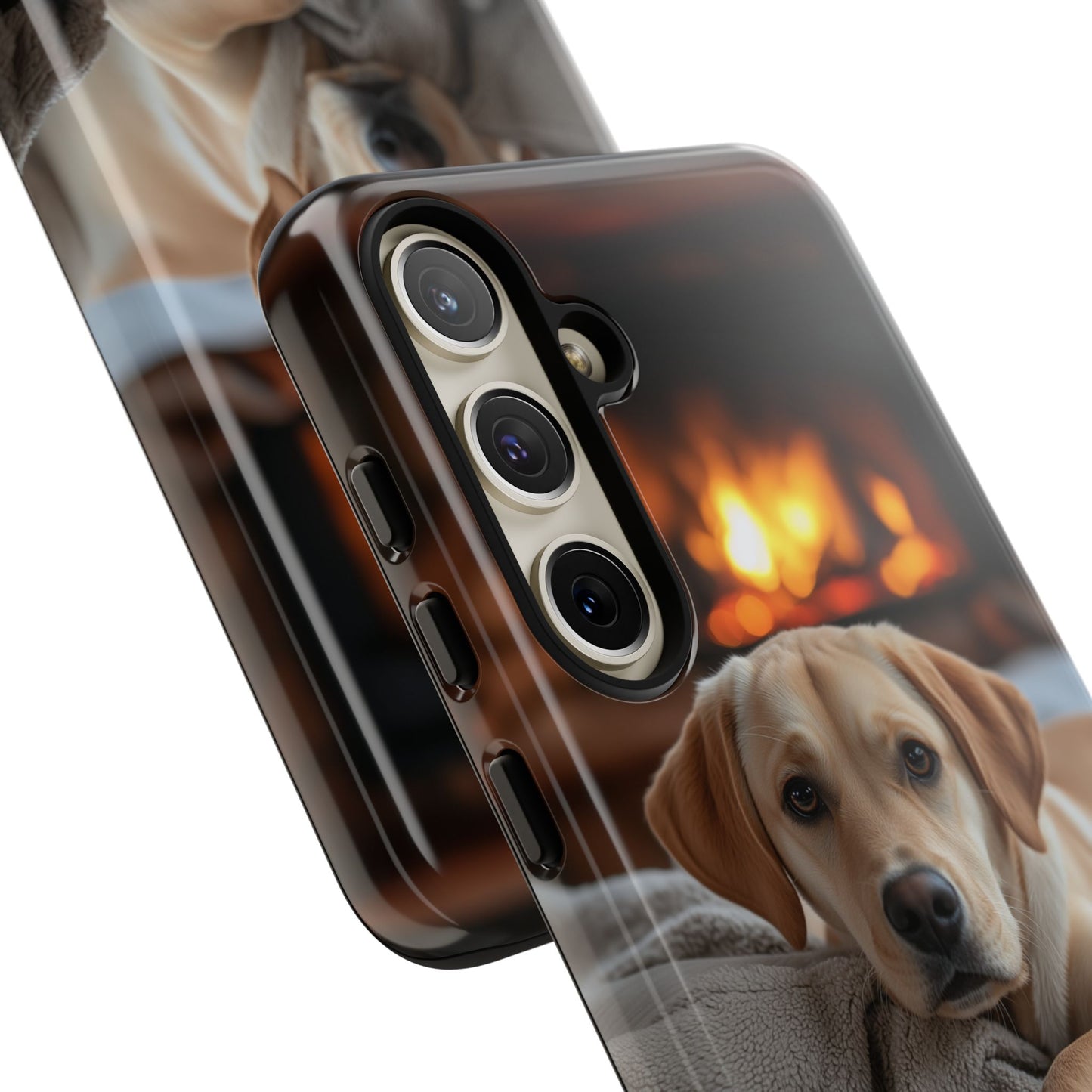 Cozy Golden Retriever by the Fireplace - Samsung Galaxy Case