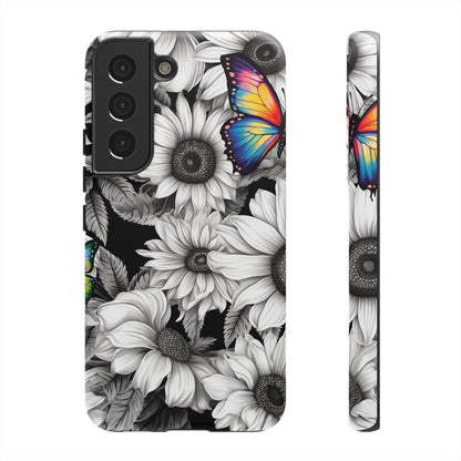 Rainbow Butterflies & Monochrome Sunflowers – Samsung Galaxy Case