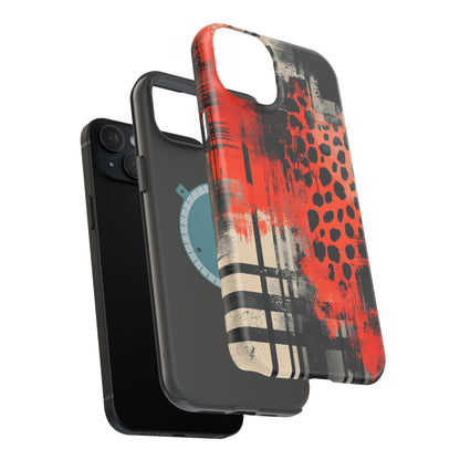 MagSafe iPhone Case: Cheetah Plaid – Red & Black Pattern