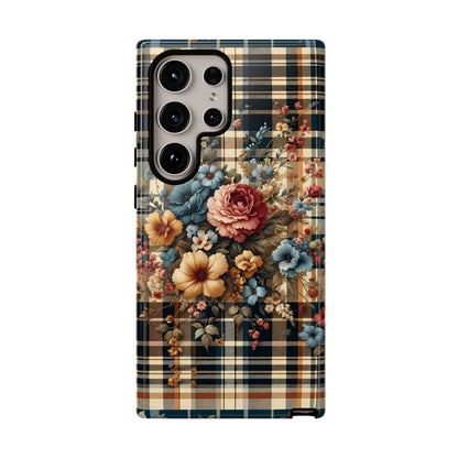 Vintage Floral Checkered Phone Case