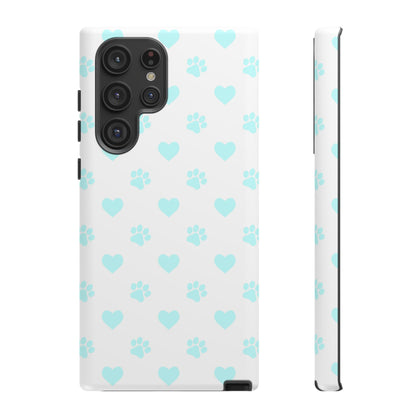 Samsung Galaxy Case - Aqua Paw Print & Heart Design