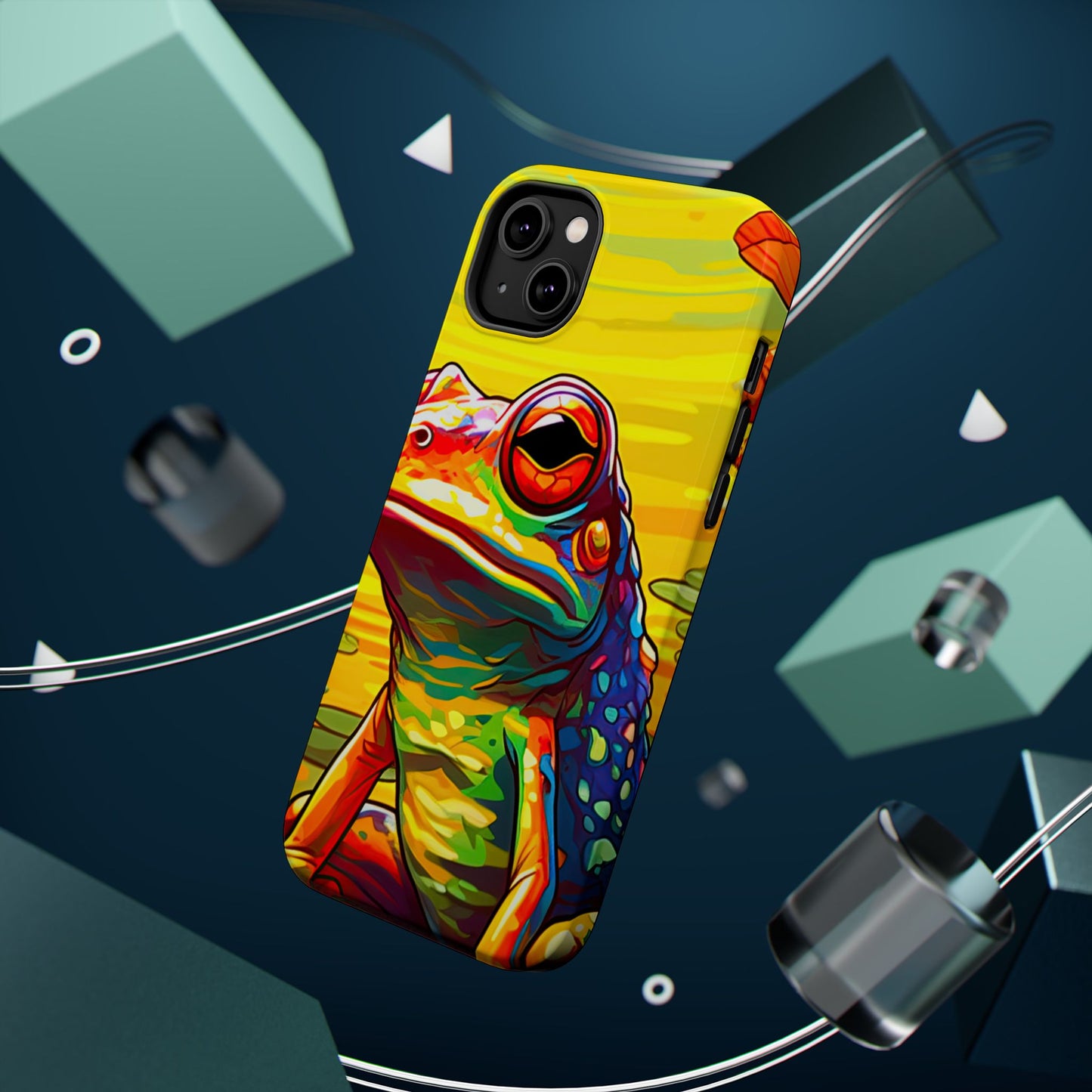 Vibrant Rainbow Frog Design – MagSafe iPhone Case