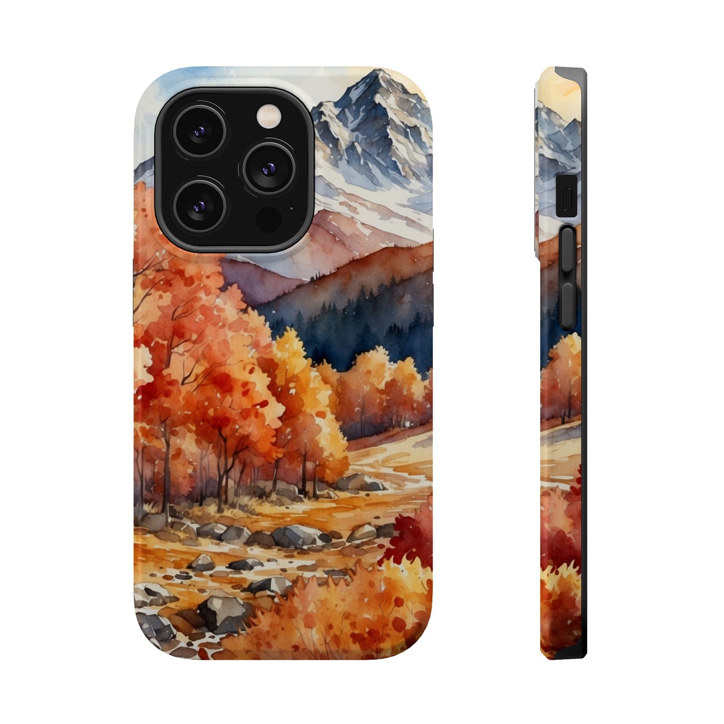 Watercolor Autumn Forest and Mountains - MagSafe iPhone Case