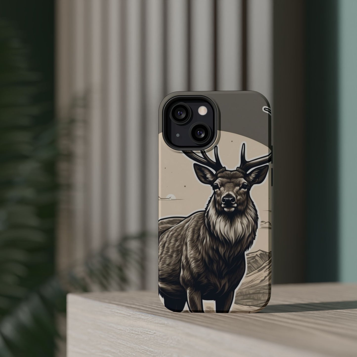 Monochrome Majesty – Regal Stag MagSafe iPhone Cases