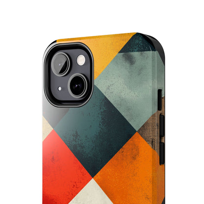 Geometric Retro iPhone  Case - Colorful Checkered Protective Cover