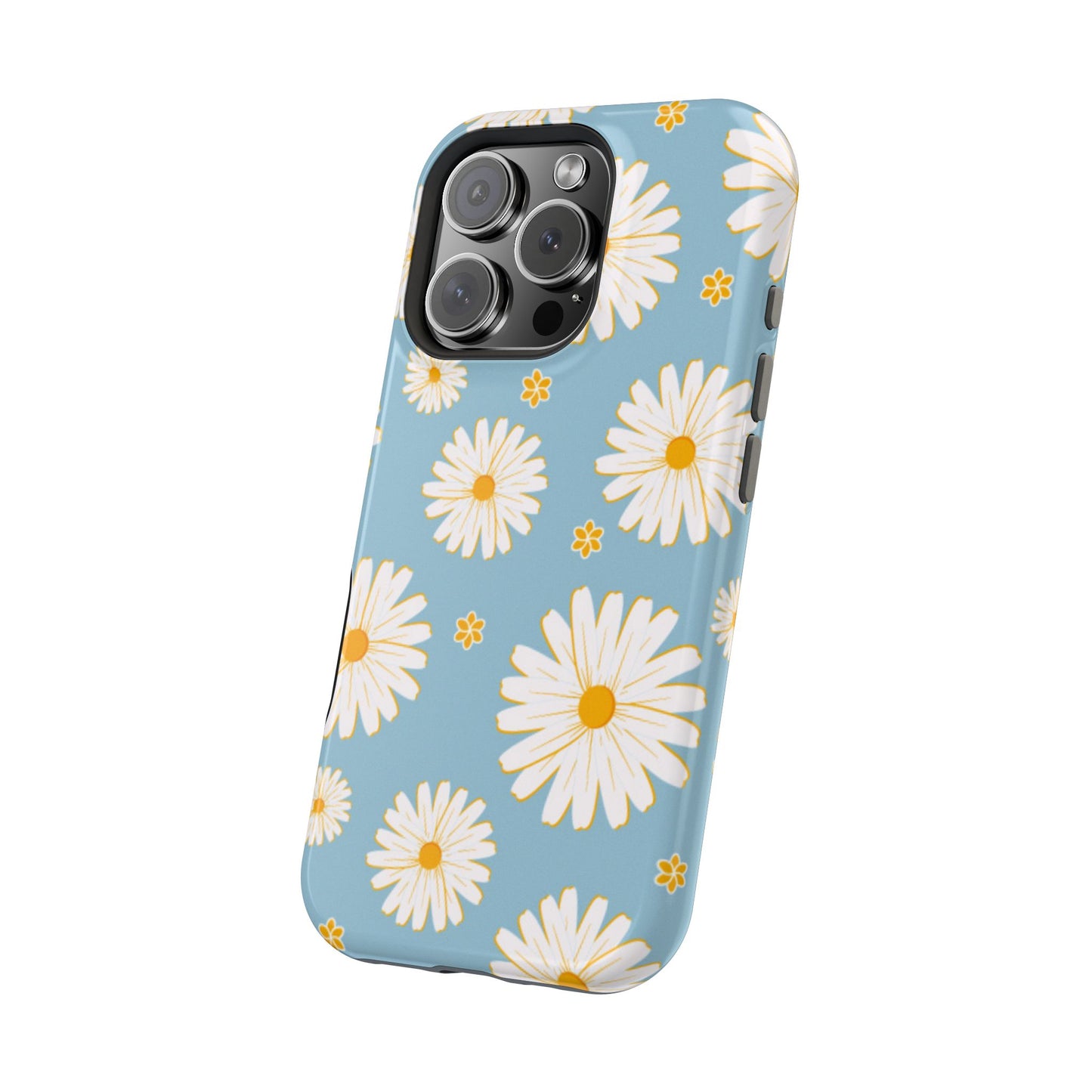 Bright Daisy MagSafe iPhone Case – Light Blue Background, Shockproof and Slim Design