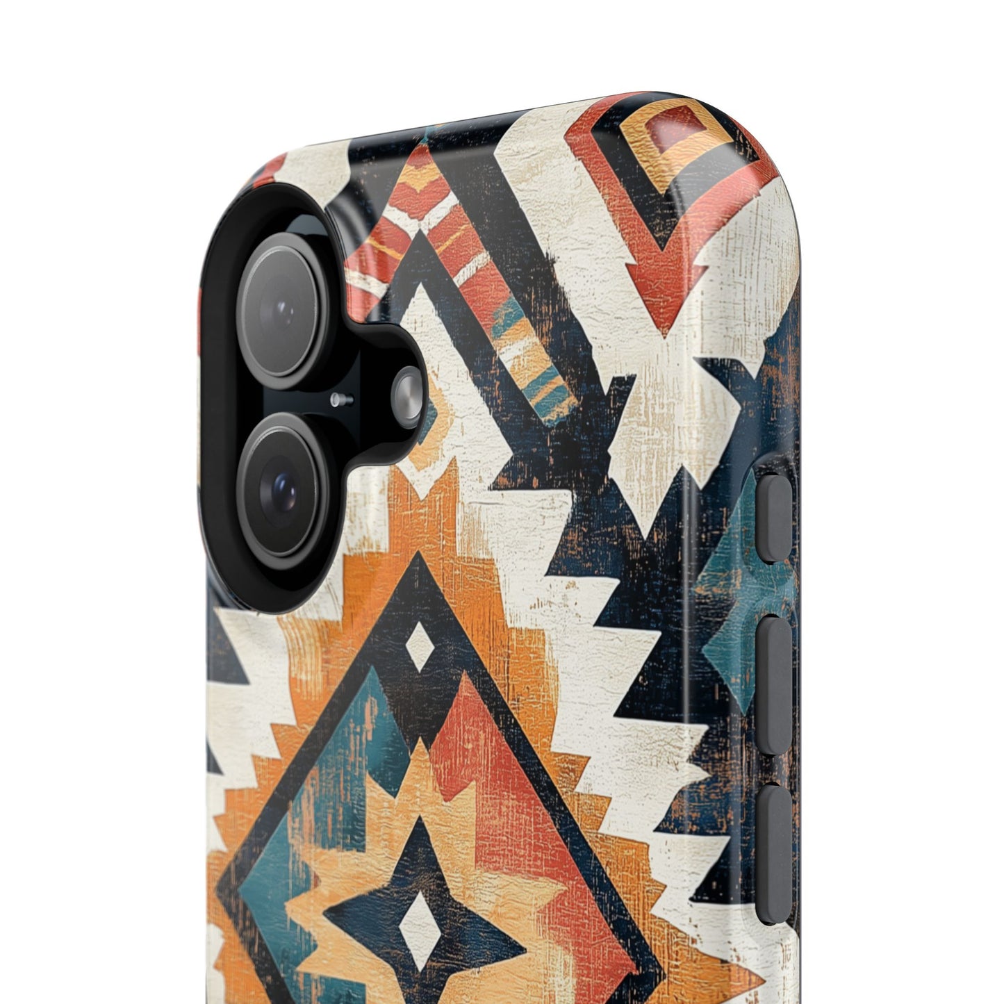 Vintage Southwestern Diamond Tough MagSafe iPhone Case – Rustic Tribal Design, Dual-Layer Protection