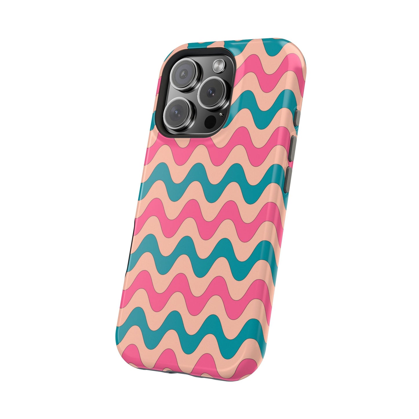 Retro Waves Pattern MagSafe iPhone Case – Shockproof Design with Dual-Layer Protection