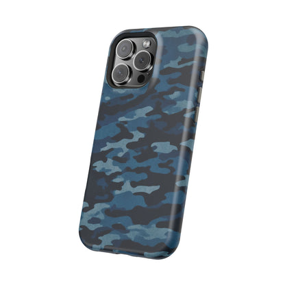 Dark Blue Camouflage – MagSafe iPhone Case with Modern Rugged Style