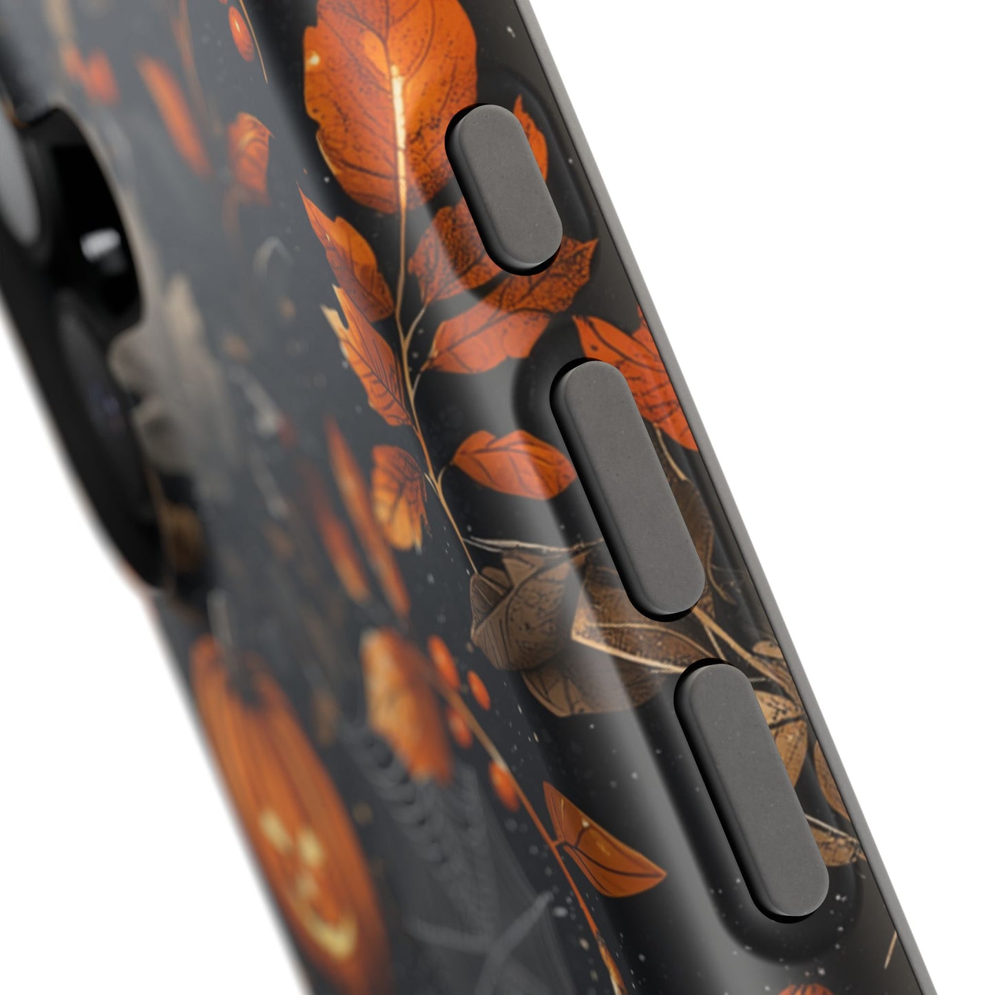 Elegant Halloween MagSafe iPhone Case – Pumpkin Jack-o'-Lanterns, Cobwebs & Autumn Foliage Design