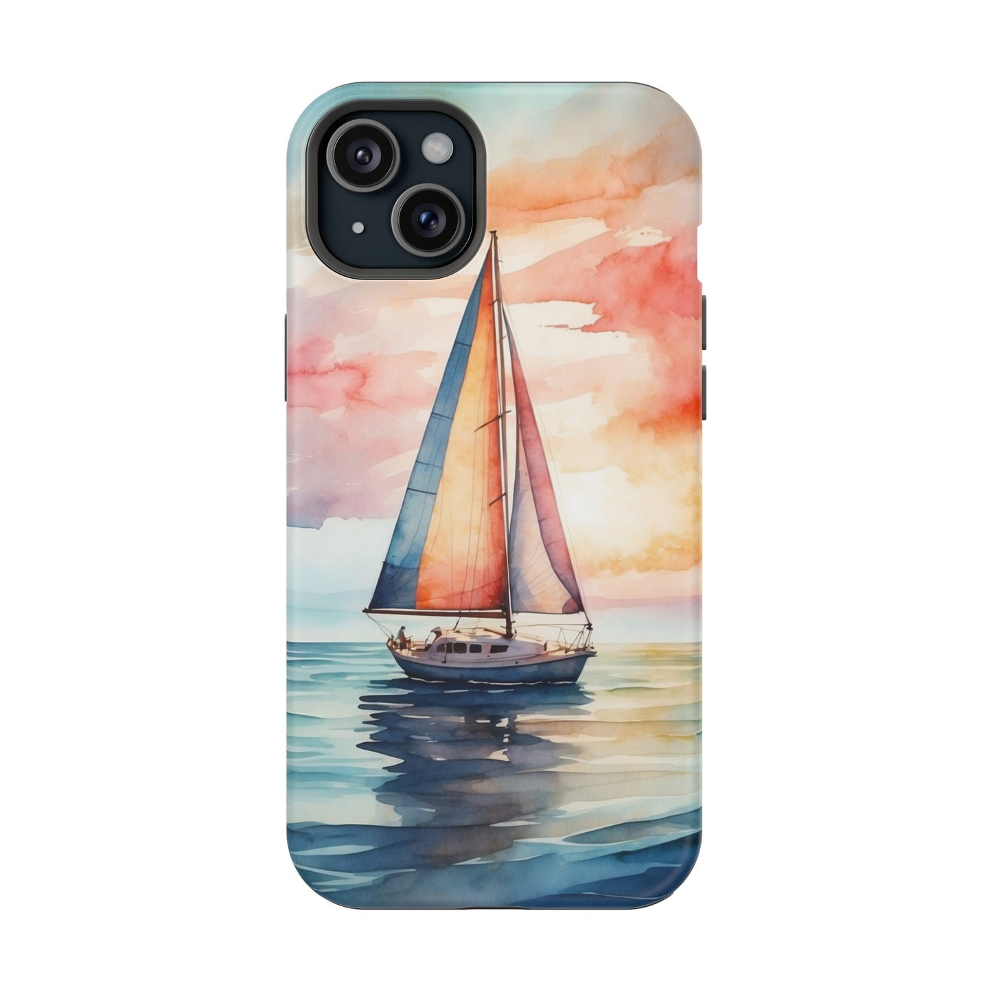 Sailboat Sunset MagSafe iPhone Case – Vibrant Watercolor Design