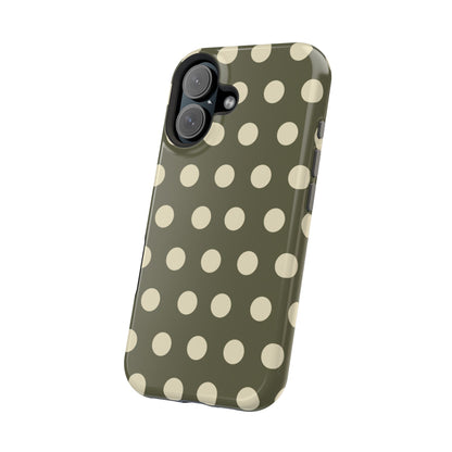 Vintage Green & Cream Polka Dots – MagSafe iPhone Case