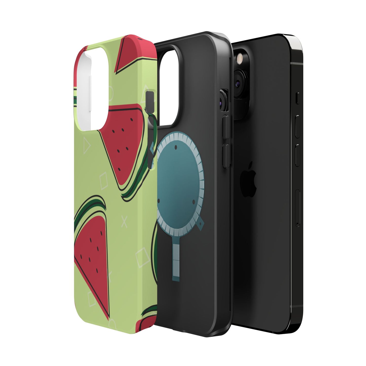 Watermelon Slice MagSafe iPhone Case – Fresh & Fun Design with Retro Geometric Pattern