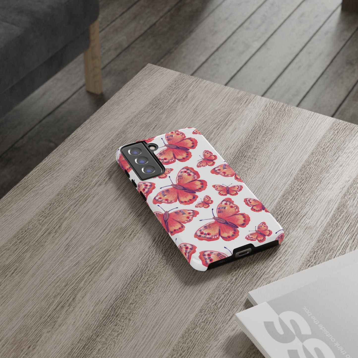 Coral Butterfly Samsung Galaxy Case – Slim, Protective Design with Bold Watercolor Print