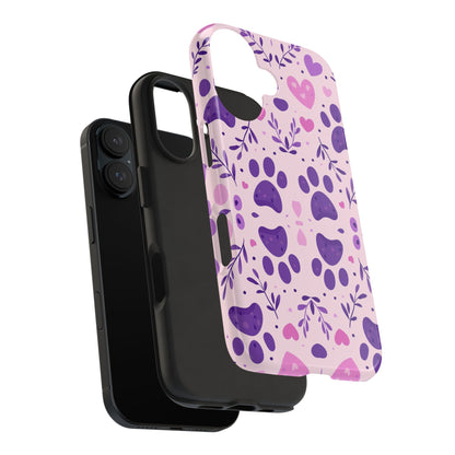 Pastel Paw Print iPhone Case - Cute Pet-Themed Floral Protective Cover