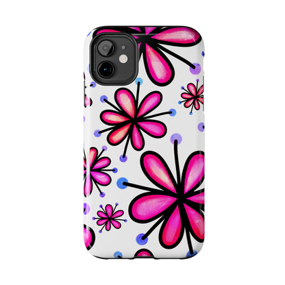 Pink Retro Bloom iPhone Case – Ultra-Slim Design, Glossy Finish