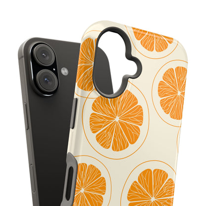 Citrus Burst Pattern Tough MagSafe iPhone Case – Bold Orange Design, Shockproof Protection