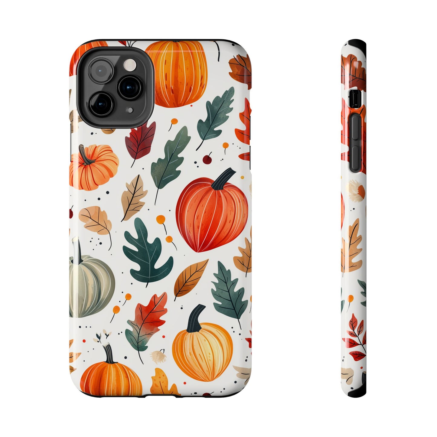 Autumn Harvest iPhone Case - Pumpkin and Fall Leaf Design