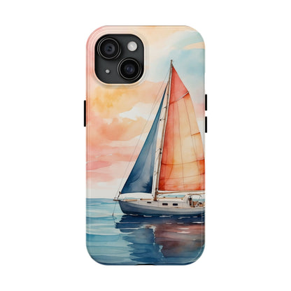 Sunset Sail iPhone Case – Watercolor Sailboat and Sky Design - BOGO Cases