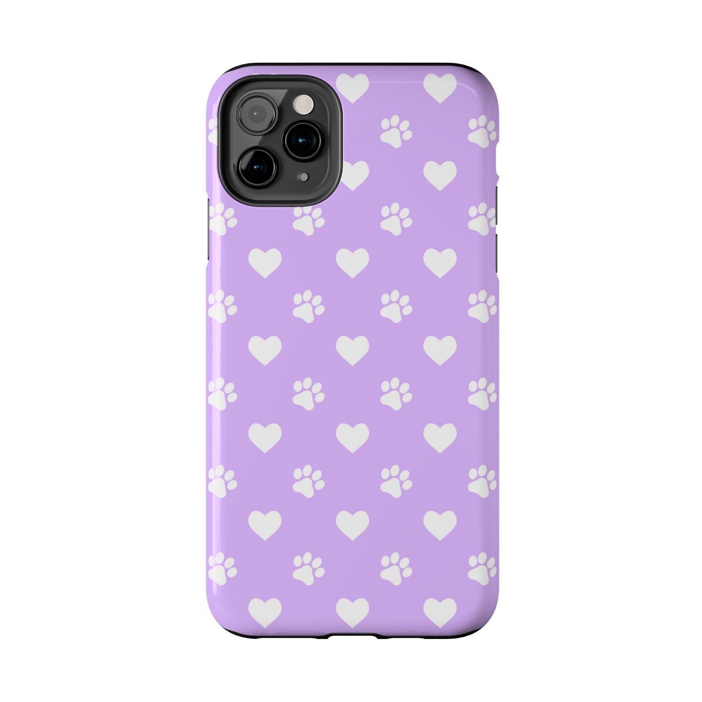 Lilac Paw Prints & Hearts – iPhone Case