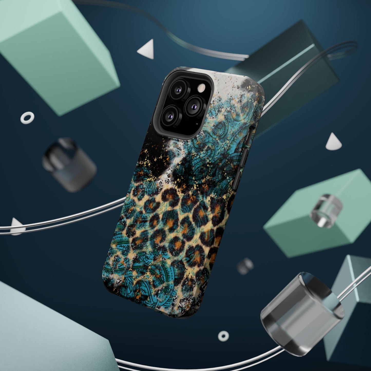 Turquoise Paisley Cowhide Leopard - MagSafe iPhone Series Case